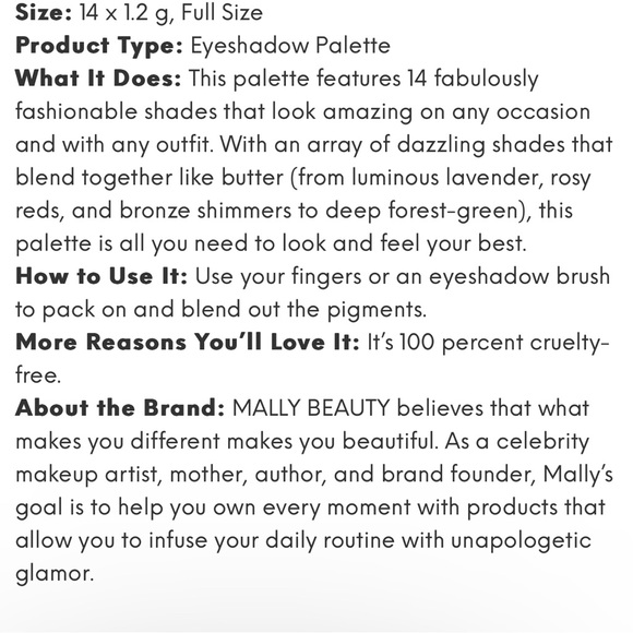 Mally Best Dressed Lids Neutrals & Bolds 14 Matte & Shimmer Eyeshadows - Picture 2 of 5